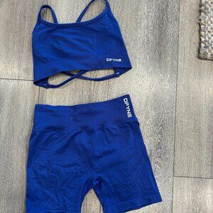 BRAND NEW— DFYNE SET—Dynamic Shorts & sports bra Small, Blue